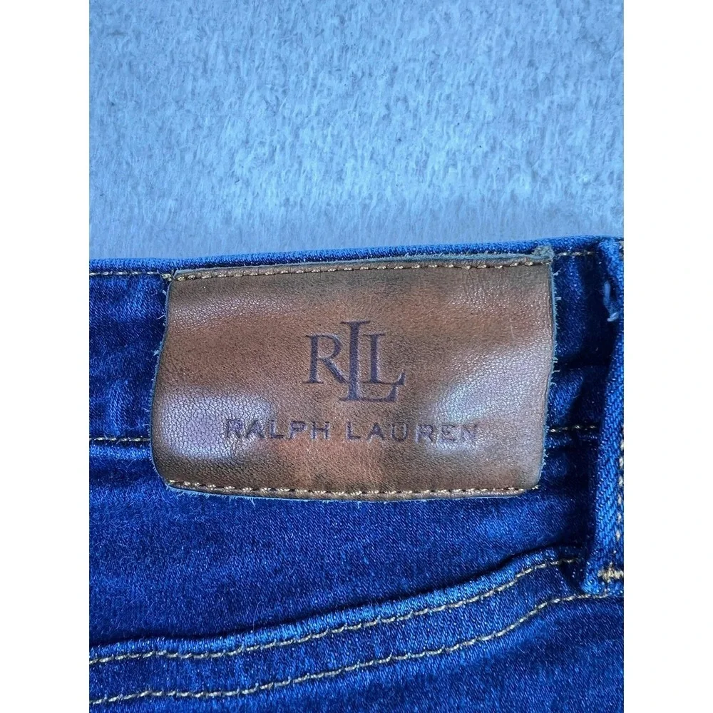 Lauren Ralph Lauren Skinny Jeans Womens 4P Blue Dark Wash Mid Rise Stretch Denim